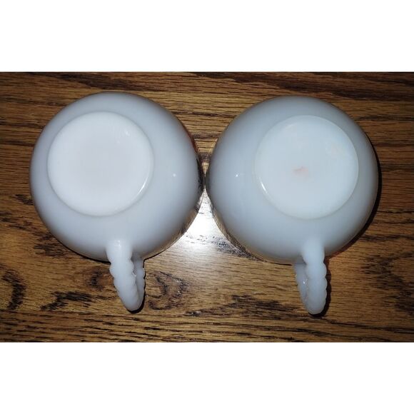 (G2) 2 Federal Glass Company Rosecrest Milk Glass Teacups (Replacements) - Picture 3 of 6